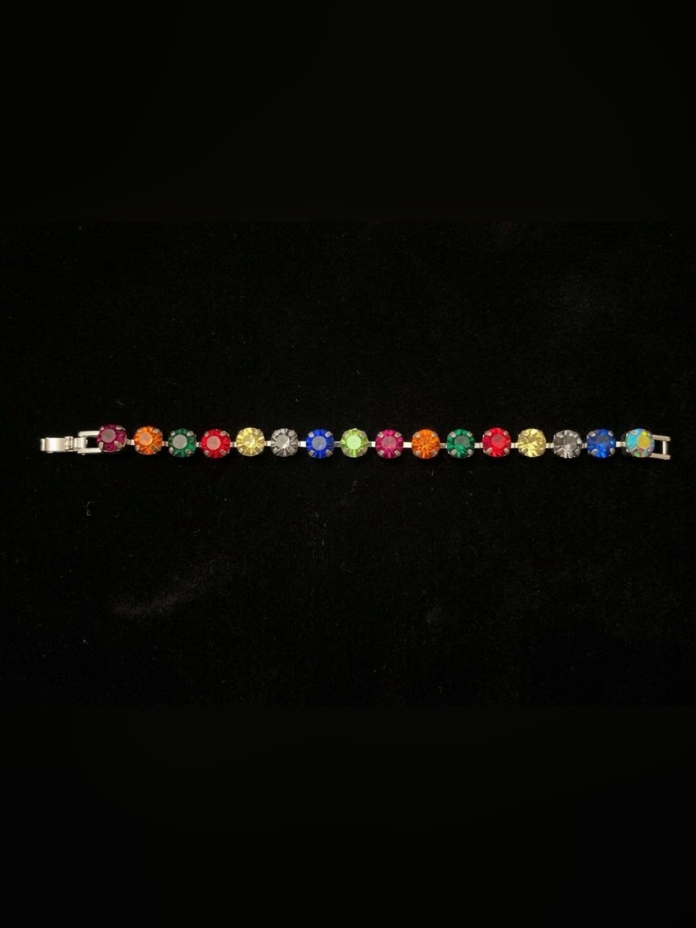 #48 KIRKS FOLLY Vintage Rainbow Multi-Colored Rhinestone Bracelet
